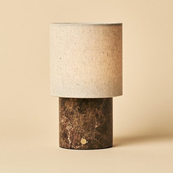 Onoda Brown / EMeperador Dark - Marmor wiederaufladbare Tischlampe - mit austauschbarer Lampenschatten und wiederaufladbarem Design