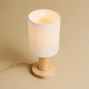 Boris hellbraune Lampe mit 2 Meter Kabel - Stofffarbenschattenlampe & Holzbasis
