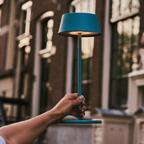 Hugo Amsterdams blaue wiederaufladbare Tischlampe aus Eisen – dimmbar, stilvoll und kabellos – Bild 16