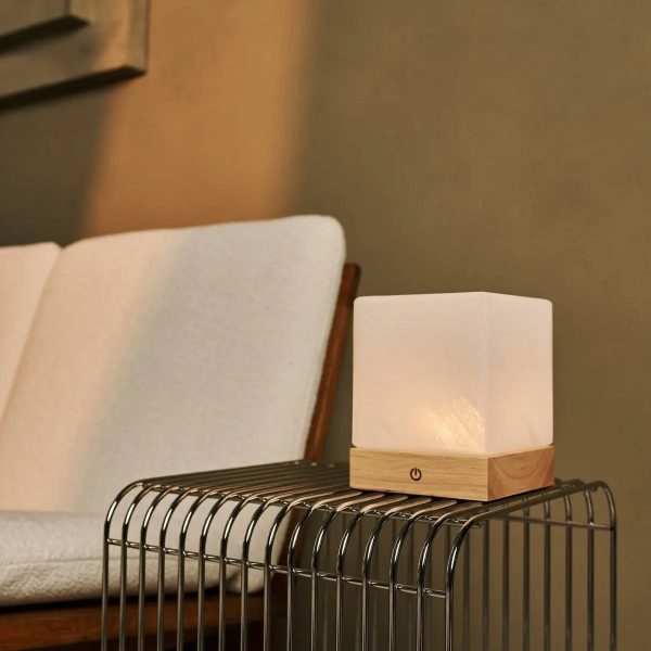 Yce hellbraune schnurlose Holzlampe mit gefrorenem Glas-wiederaufladbar, dimmbar, 100-Stunden-Batterie – Bild 8