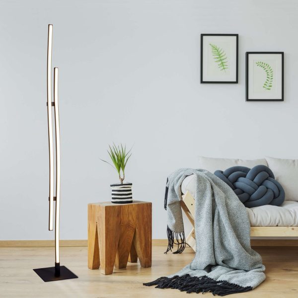 LED Stehleuchte "ONDA" h: 130cm, Stehleuchte, Metall und Kunststoff in Schwarz, integrierte LED, Beleuchtung für Wohnzimmer, Esszimmer oder Büro – Bild 9