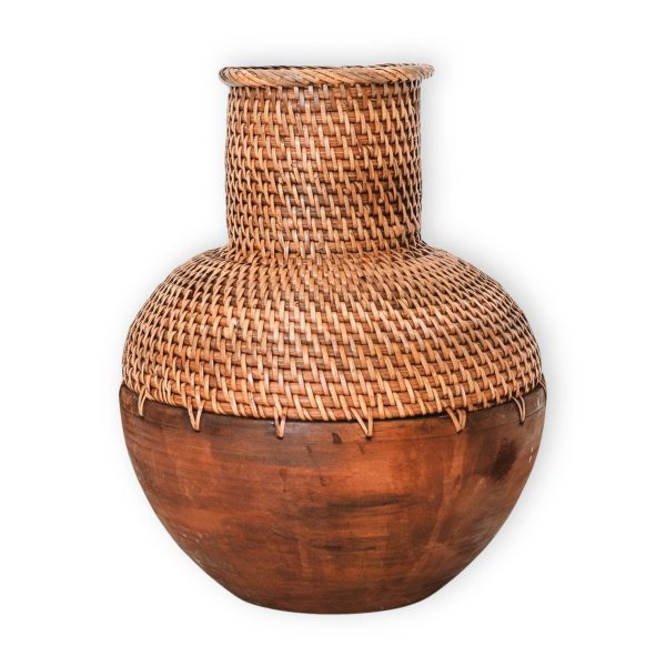 Rattanvase – Holzvase – Vase für Trockenblumen – Kleine Rattanvase – Boho-Dekorvase aus geflochtenem Rattan und Holz (Ø 22 cm) KAMARI braun – Bild 6