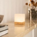 Yce hellbraune schnurlose Holzlampe mit gefrorenem Glas-wiederaufladbar, dimmbar, 100-Stunden-Batterie