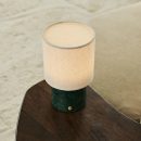 Dou Green / Verde Alpi - Marmor wiederaufladbare Tischlampe - Schnurloses, 3 Lichtmodi und mit Wellenlampenschatten mit Leinen