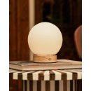 Flores hellbraune Holzlampe mit Glasbirne - wiederaufladbares und dimmbares kabelloses Licht