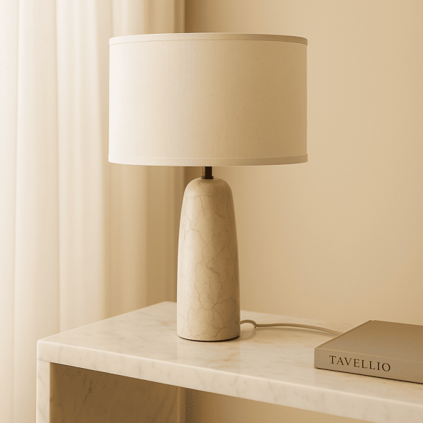 Charlotte Marmorlampe mit Baumwollschirm – Elegante Beleuchtung für Ihr Zuhause – Bild 14