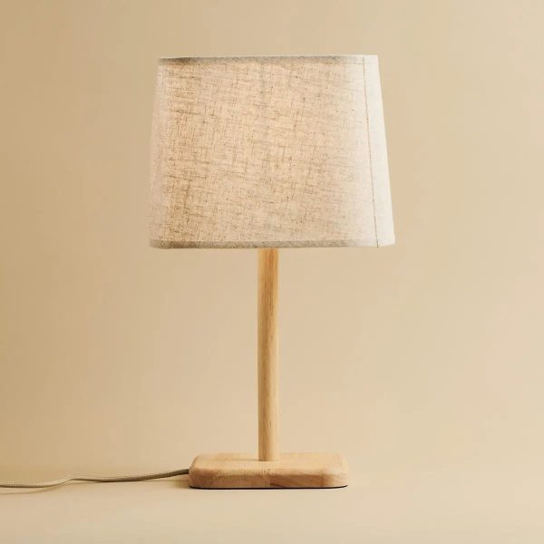 Marley Holzlampe mit Beige Schatten - stilvoller und organischer Hausbeleuchtung – Bild 4