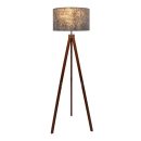 Stehleuchte "FILCO" Ø ca. 45 cm, 147 cm hoch, aus Holz und Kunststoff in Braun und Grau, für E27, für Wohnzimmer, Schlafzimmer und Esszimmer