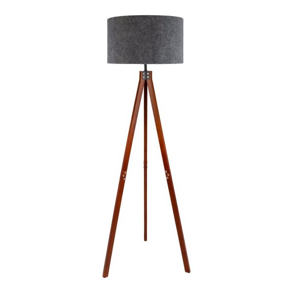 Stehleuchte "FILCO" Ø ca. 45 cm, 147 cm hoch, aus Holz und Kunststoff in Braun und Grau, für E27, für Wohnzimmer, Schlafzimmer und Esszimmer – Bild 3