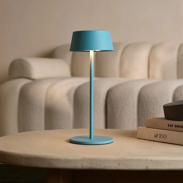 Hugo Amsterdams blaue wiederaufladbare Tischlampe aus Eisen – dimmbar, stilvoll und kabellos – Bild 4