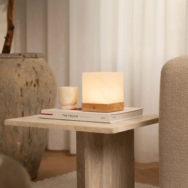 Yce hellbraune schnurlose Holzlampe mit gefrorenem Glas-wiederaufladbar, dimmbar, 100-Stunden-Batterie – Bild 11