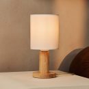 Boris hellbraune Lampe mit 2 Meter Kabel - Stofffarbenschattenlampe & Holzbasis