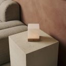 Yce hellbraune schnurlose Holzlampe mit gefrorenem Glas-wiederaufladbar, dimmbar, 100-Stunden-Batterie