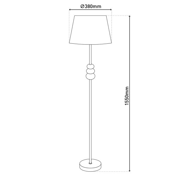 Stehleuchte "ELINA" 155 cm hoch, Ø 38 cm, Metall in Schwarz/Braun, Textilschirm in Weiß, E27 – Bild 7