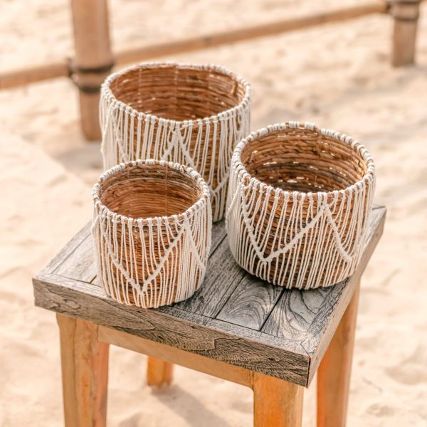 Kleiner Korb aus Seegras ORIS | Runder Blumenkorb | Gewebter Boho-Korb | Pflanzenkorb | Pflanzer | Makramee-Korb – Bild 3