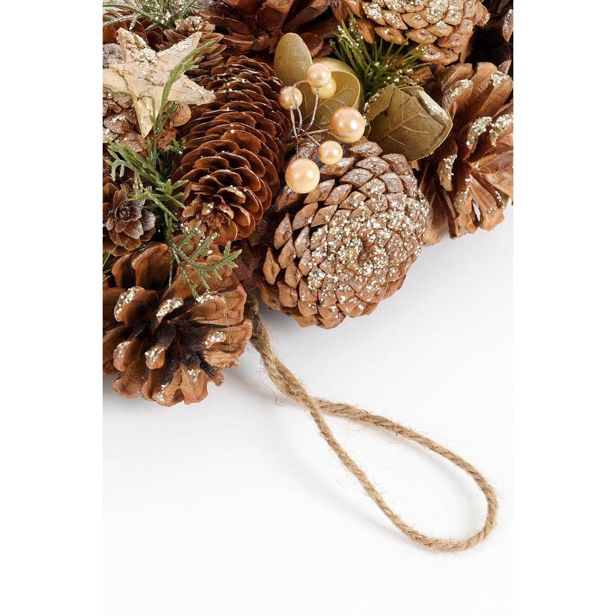 heySimeon | Brant Weihnachtskranz mit Kiefernzapfen – Braun Ø45 cm – Bild 4