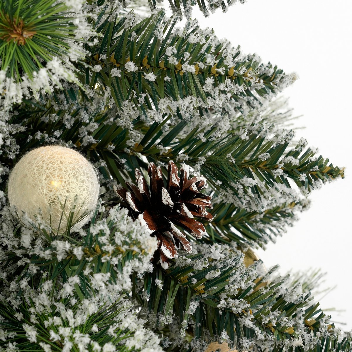 heySimeon | Künstlicher Weihnachtsbaum Kaprun im Topf mit LED-Beleuchtung und Timerfunktion – Grün & Gold H90 cm – Bild 3