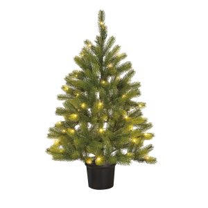 heySimeon | Künstlicher Weihnachtsbaum Nagoya im Topf mit LED-Beleuchtung – Grün H90 cm