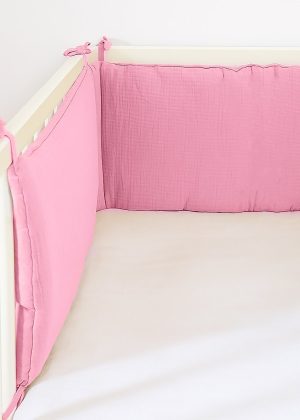 heySimeon Bettumrandung Rosa – Bio-Baumwolle | Weiches Bettnestchen | 3-teilig | Hergestellt in Frankreich