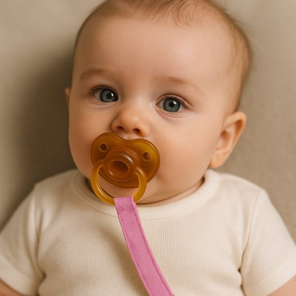 Schnullerclip aus Bio-Baumwolle Teddy Pink – Bild 5