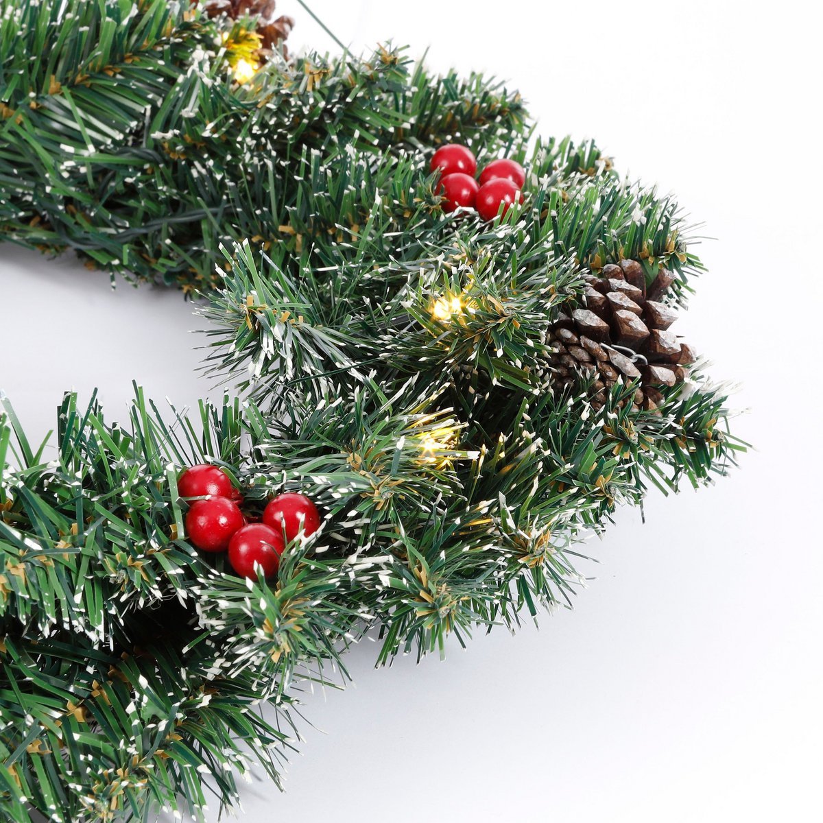 heySimeon | Creston Weihnachtskranz mit LED-Beleuchtung – Grün Ø60 cm – Bild 3