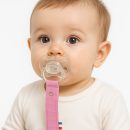 Schnullerclip aus Bio-Baumwolle Teddy Pink