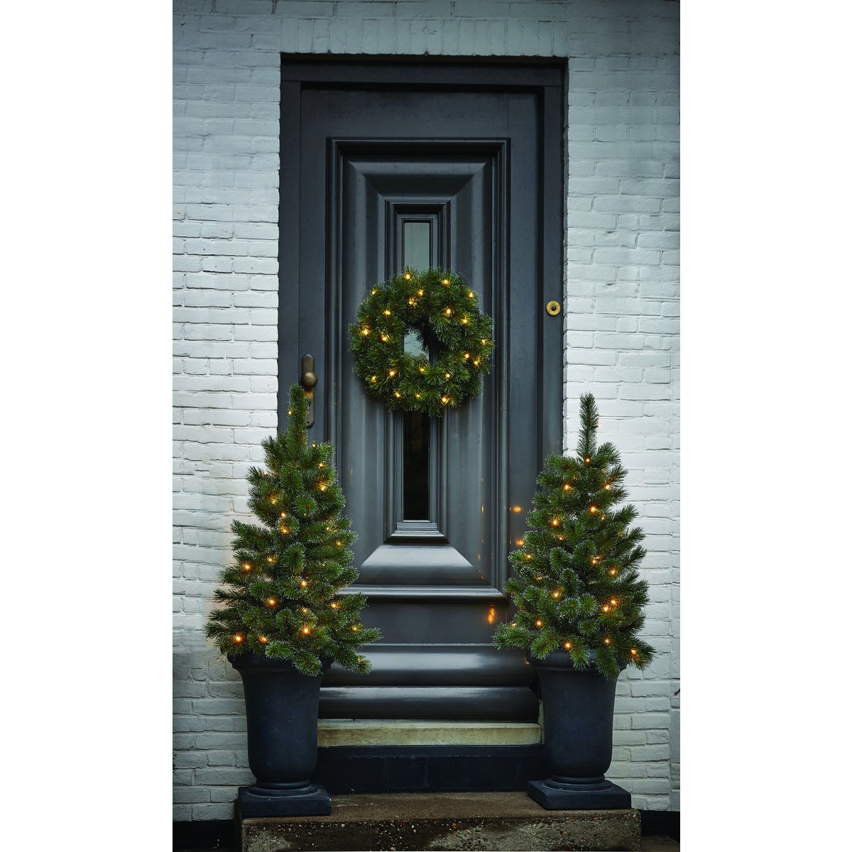 heySimeon │ Glendon Weihnachtskranz mit LED-Beleuchtung – Ø45 cm – Grün – Bild 4