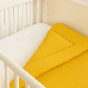 heySimeon I Bio-Baumwoll-Steppdecke Gelb 70×120cm