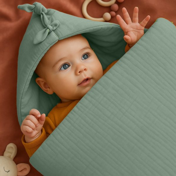 Grünes Babynest aus Bio-Baumwolle – Bild 2