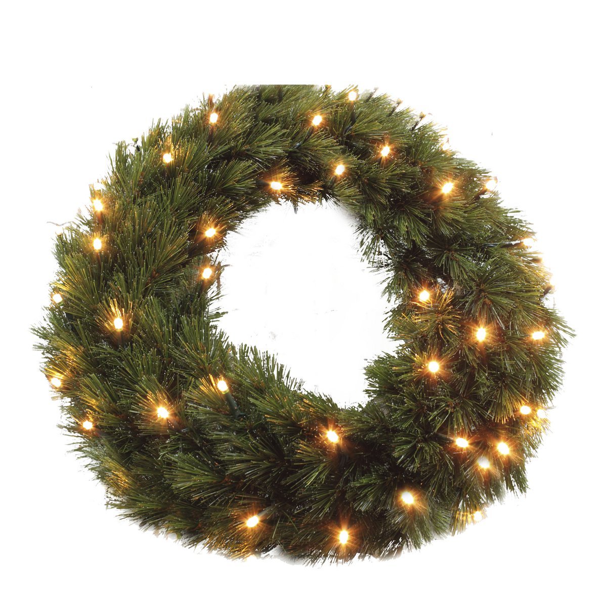 heySimeon | Forest Frosted Weihnachtskranz mit LED-Beleuchtung – PVC/Grün Ø60 cm