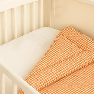 heySimeon I Bio-Baumwoll-Steppdecke Orange-Weiß 70×120cm