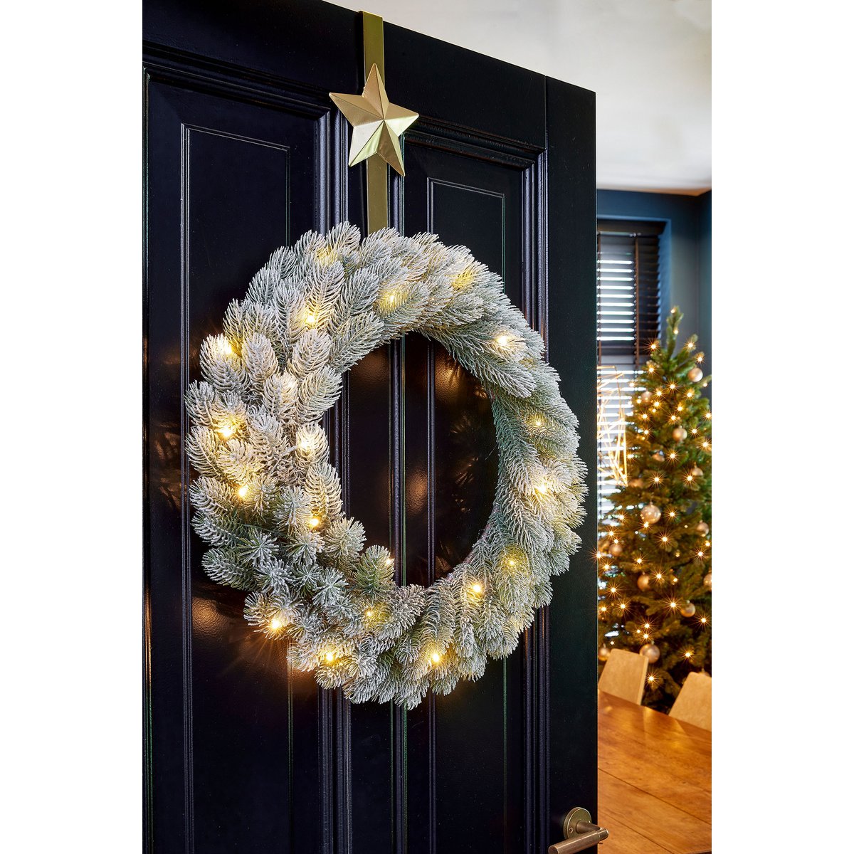 heySimeon │ Nagoya Weihnachtskranz mit LED-Beleuchtung und Timerfunktion – Ø60 cm – Grün – Bild 5