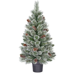Vandans Künstlicher Weihnachtsbaum im Topf – H90 x Ø48 cm – Grün gefrostet