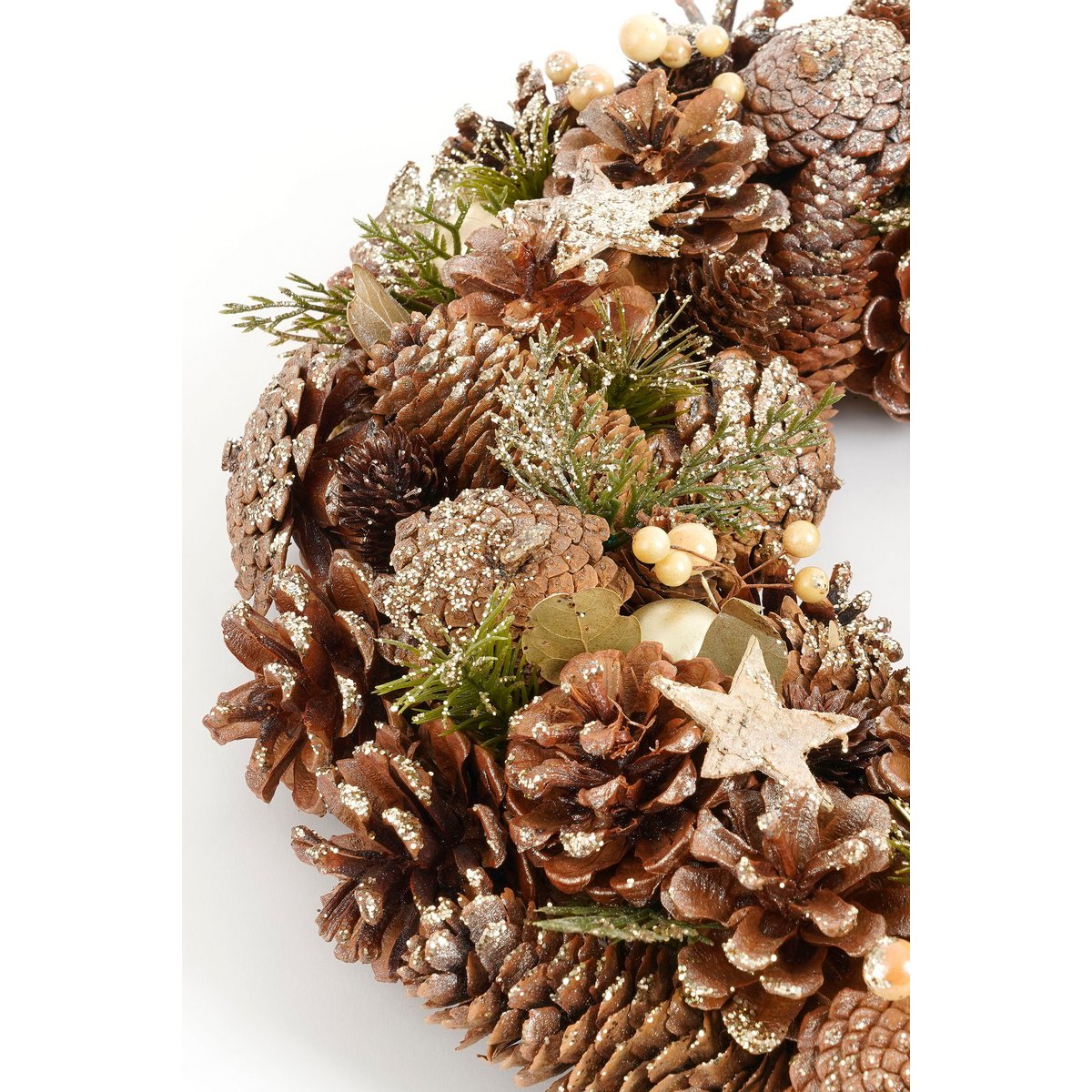 heySimeon | Brant Weihnachtskranz mit Kiefernzapfen – Braun Ø45 cm – Bild 2