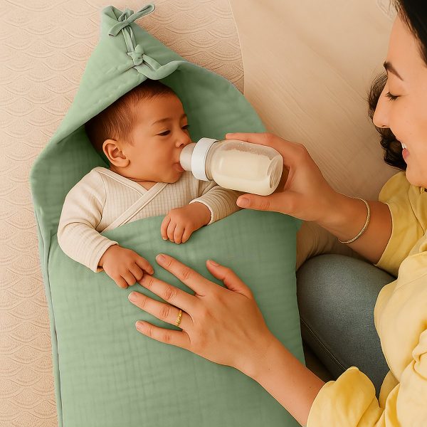 Grünes Babynest aus Bio-Baumwolle – Bild 6