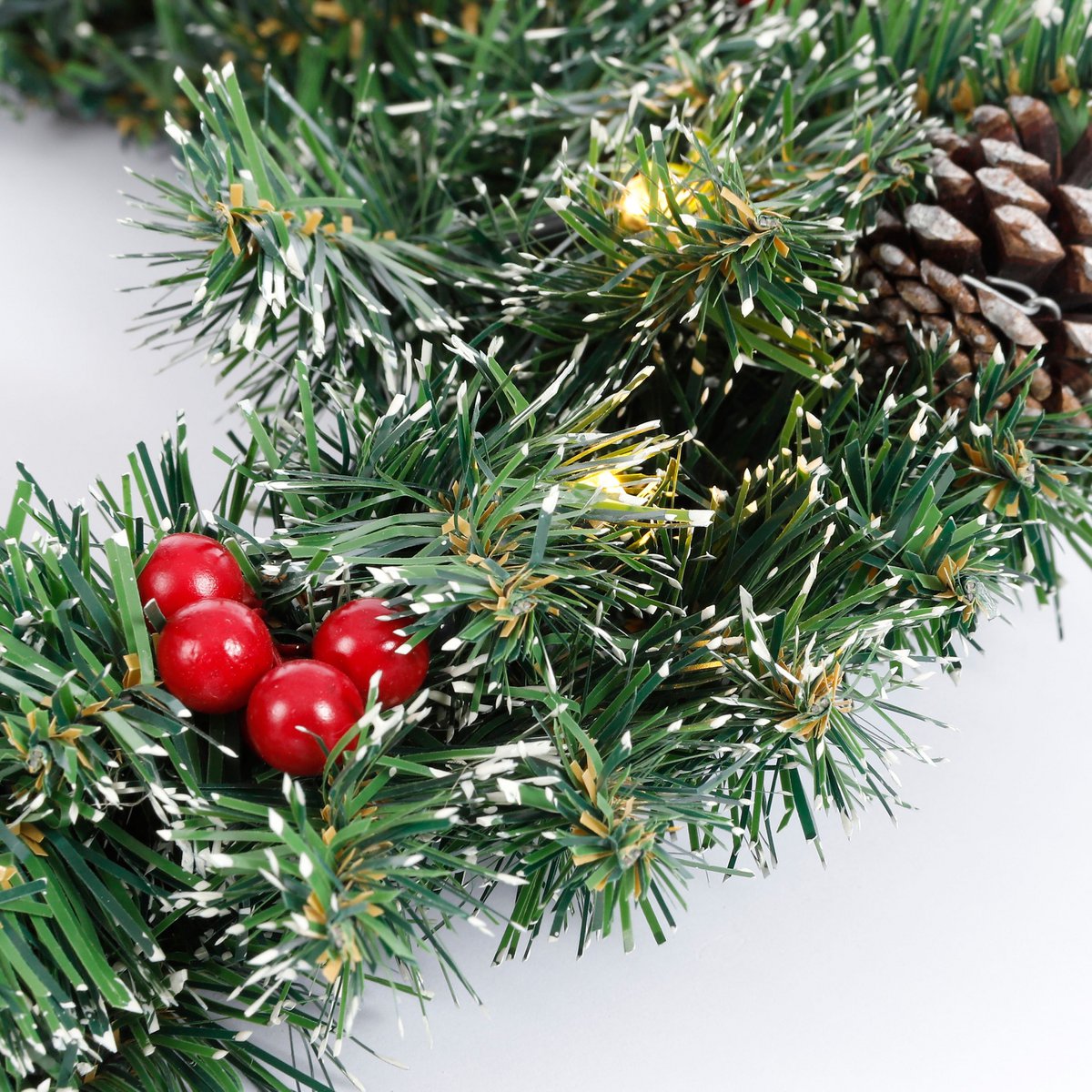 heySimeon | Creston Weihnachtskranz mit LED-Beleuchtung – Grün Ø60 cm – Bild 2