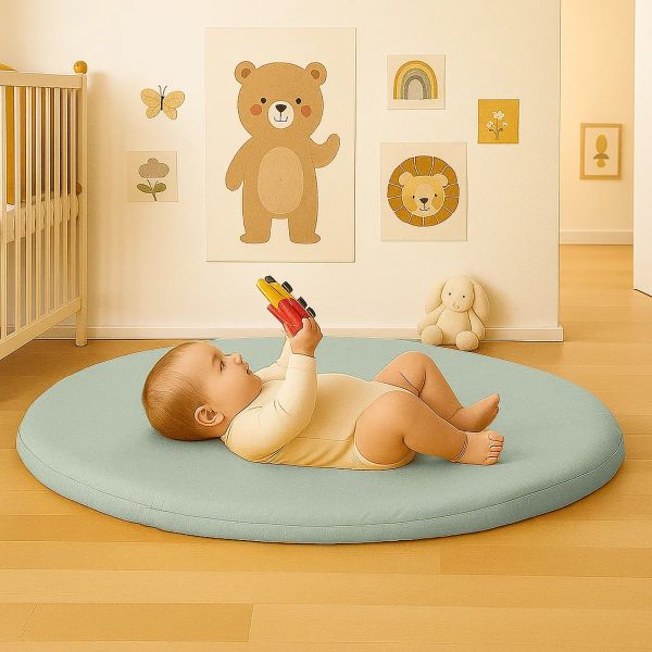 heySimeon Activity Matte – Bio-Baumwolle Baby Spielmatte | Weiche Krabbeldecke | Ø 115 cm – Bild 2