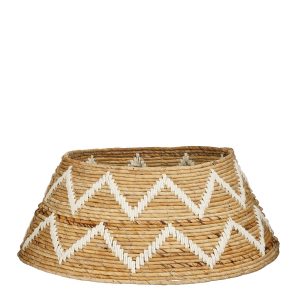 heySimeon | Weihnachtsbaumrock aus Bananenblatt – Braun & Weiß Ø50 cm