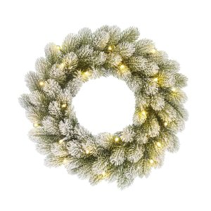 heySimeon | Weihnachtskranz Nagoya mit LED-Beleuchtung und Timerfunktion – Grün Ø45 cm