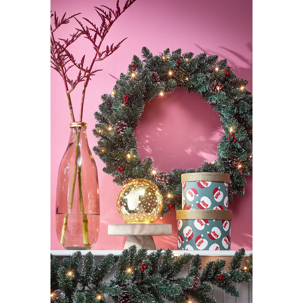 heySimeon | Creston Weihnachtskranz mit LED-Beleuchtung – Grün Ø60 cm – Bild 4