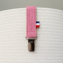 Schnullerclip aus Bio-Baumwolle Teddy Pink