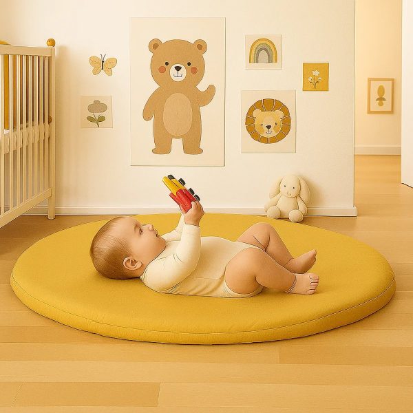 heySimeon Activity Matte – Bio-Baumwolle Baby Spielmatte | Weiche Krabbeldecke | Ø 115 cm – Bild 2