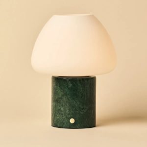 Tavellio | Designer-Tischlampe Ostade – Grüner Marmor, kabellos & dimmbar