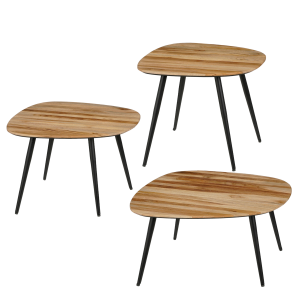 Beistelltisch Jailey | 3er-Set | Holz & Metall, H34 cm | modern & natürlich | Mica Decorations