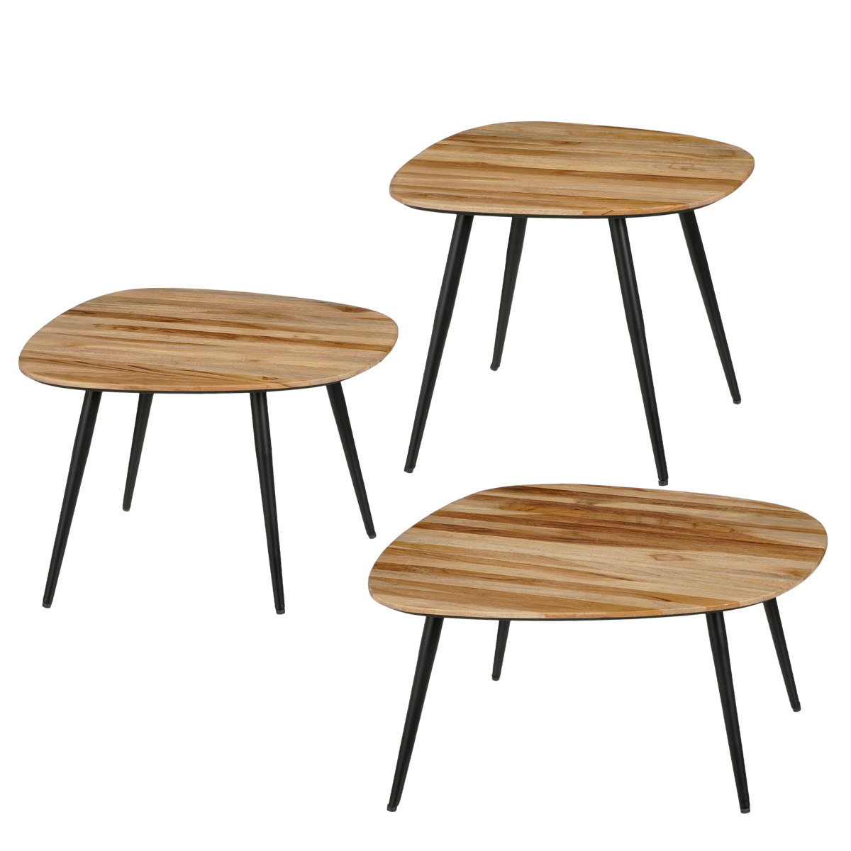 Beistelltisch Jailey | 3er-Set | Holz & Metall, H34 cm | modern & natürlich | Mica Decorations