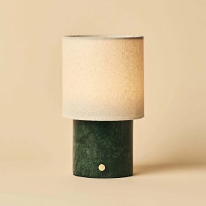 Tavellio | Designer-Tischlampe Dou Green – grüner Marmor, kabellos & dimmbar
