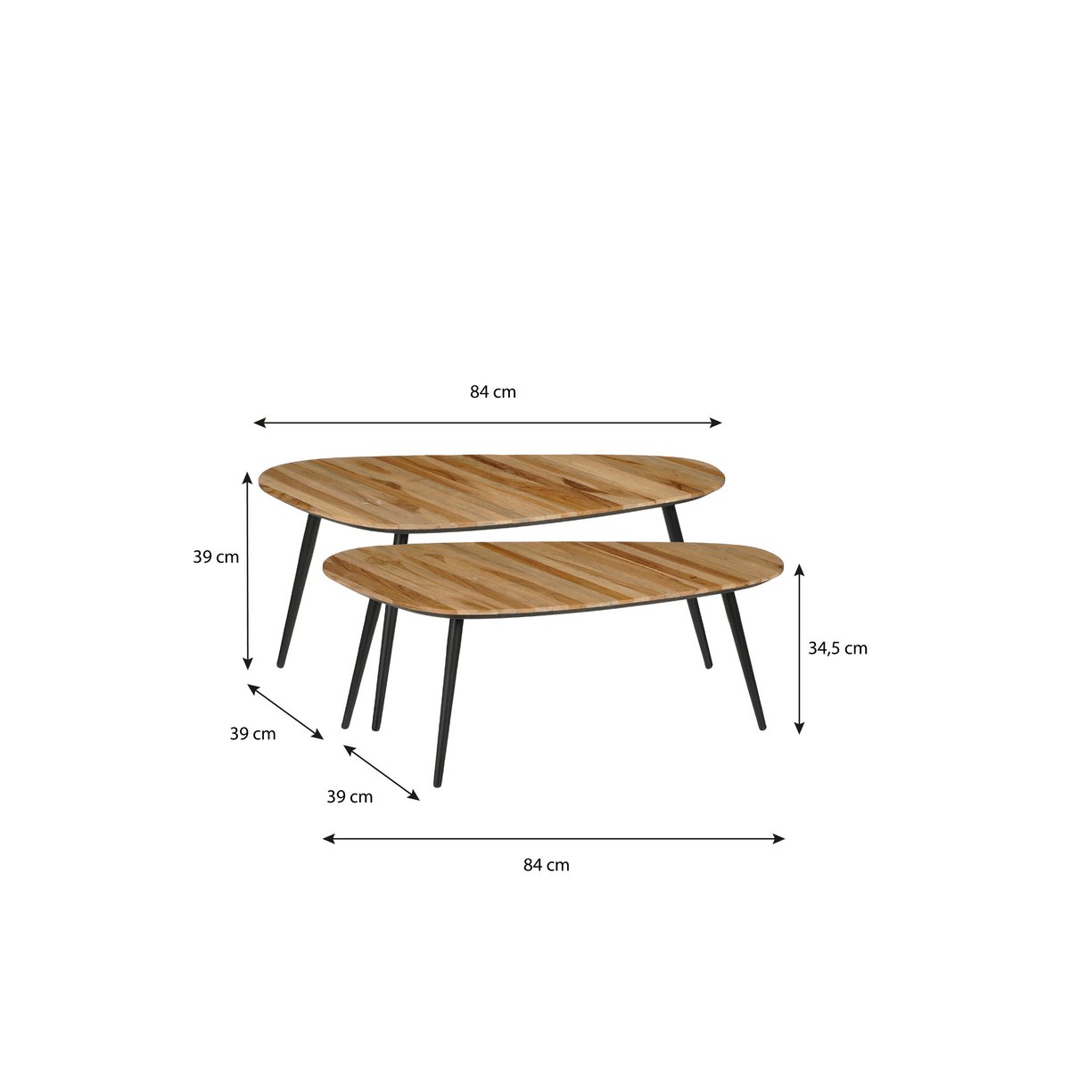 Beistelltisch Jailey | 2er-Set | Holz & Metall, H39 cm | modern & elegant | Mica Decorations – Bild 7