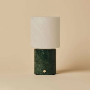 Tavellio | Designer-Tischlampe Cuyp – Grüner Marmor, kabellos & dimmbar