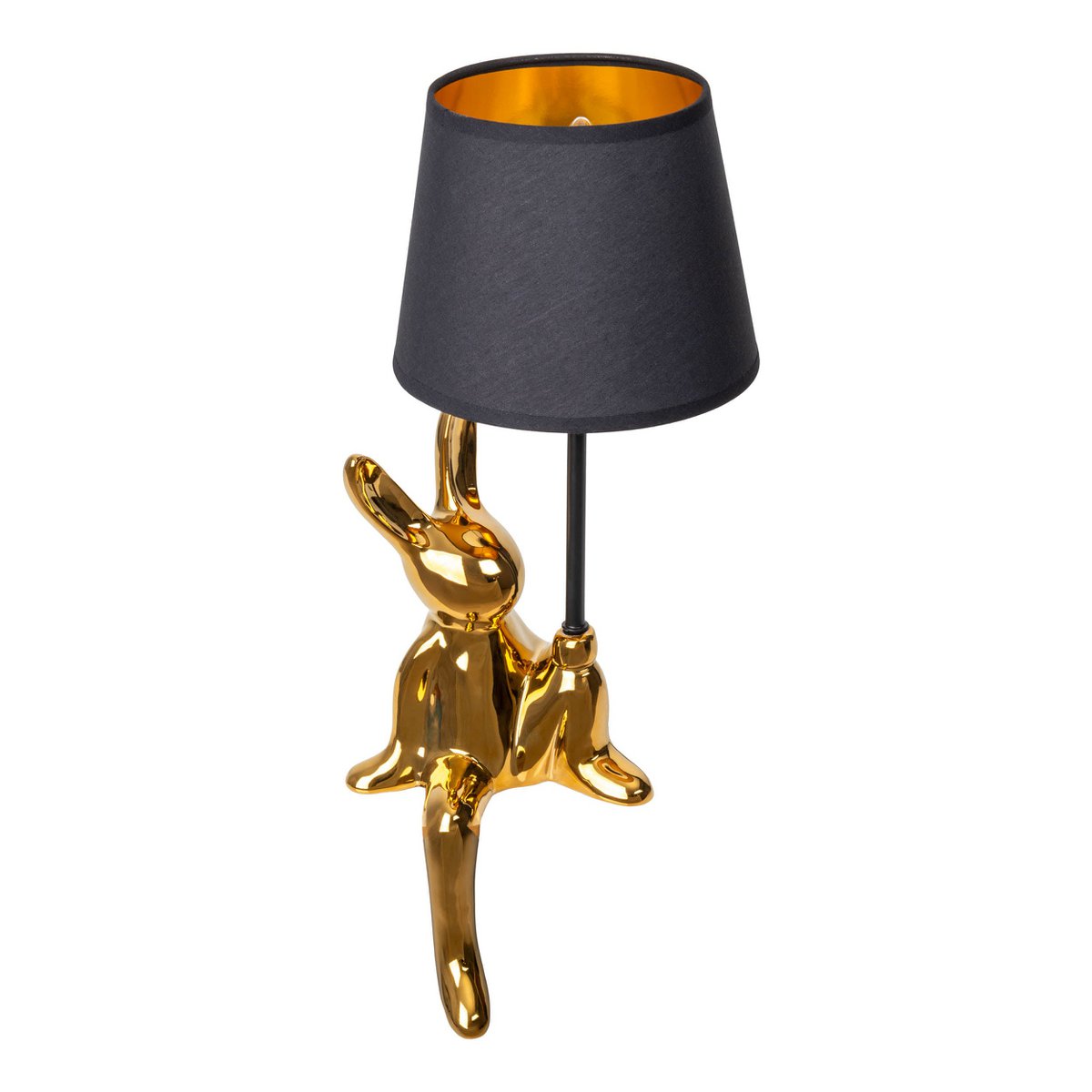 Tischleuchte "HELGE" Ø 18 cm, Höhe ca. 45 cm, aus Keramik in Schwarz und Gold, schwarzer Textilschirm – Bild 5