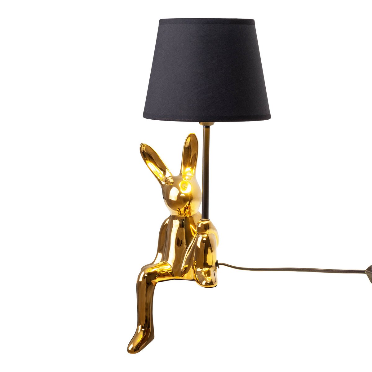 Tischleuchte "HELGE" Ø 18 cm, Höhe ca. 45 cm, aus Keramik in Schwarz und Gold, schwarzer Textilschirm – Bild 4